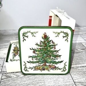 Pimpernel Vintage Acrylic Christmas Coaster Set of 6 New in Box